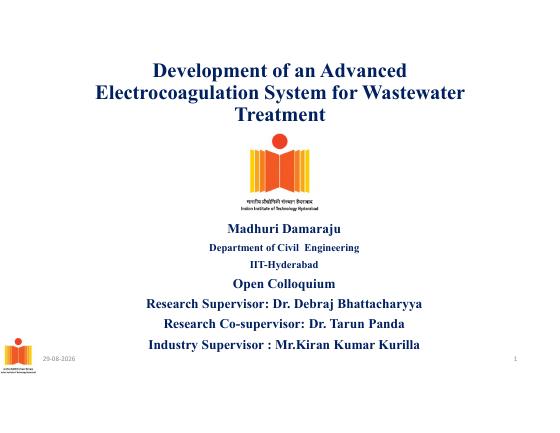 Development of an Advanced Electrocoagulation System for Wastewater Treatment — first page