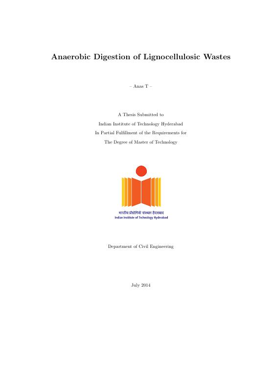 Anaerobic Digestion of Lignocellulosic Wastes — first page